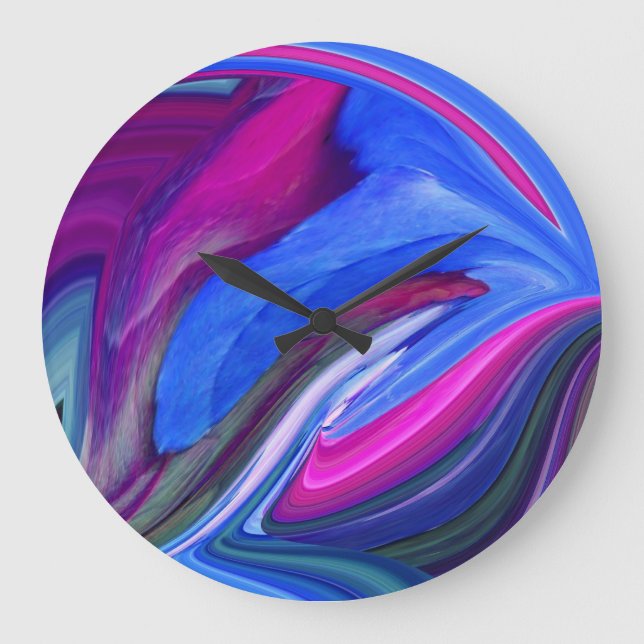 Abstract Art Blue N Pink Leaf Clock (Front)
