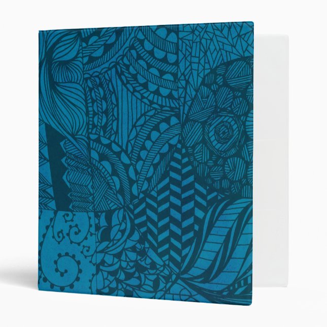 Abstract Art Blue Pattern Binder (Front/Inside)