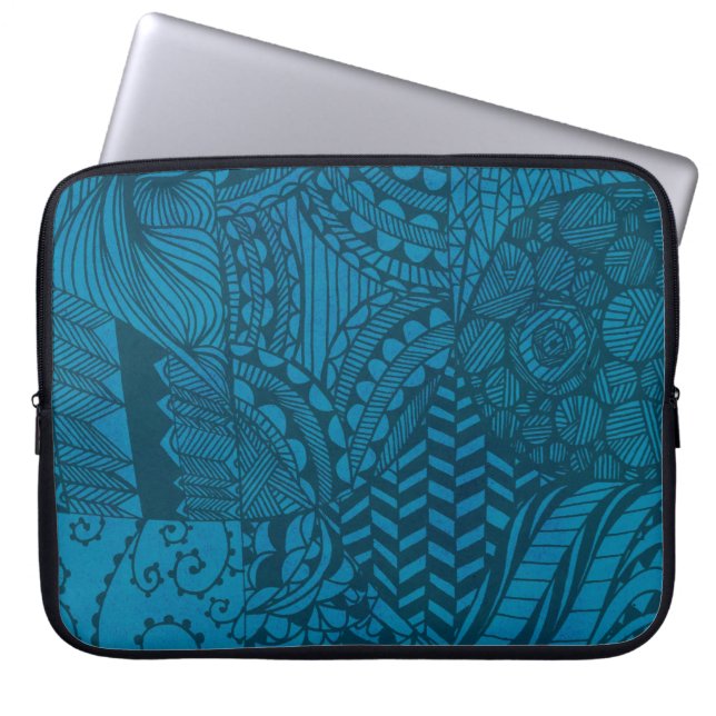 Abstract Art Blue Pattern Laptop Sleeve (Front)