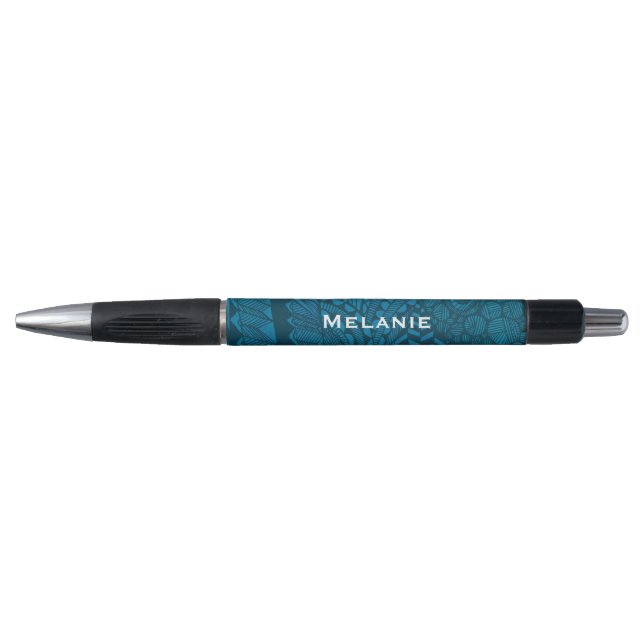 Abstract Art Blue Pattern Personalised Pen (Front)