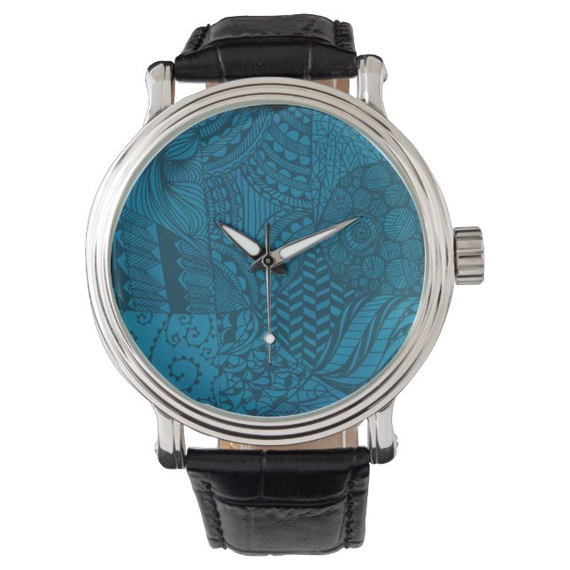 Abstract Art Blue Pattern Watch (Front)