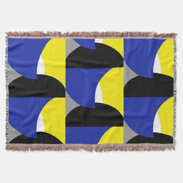 Abstract Art Blue Yellow Black Blanket (Front)