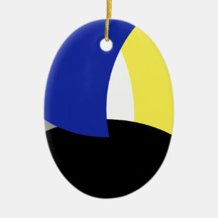 Abstract Art Blue Yellow Ceramic Ornament