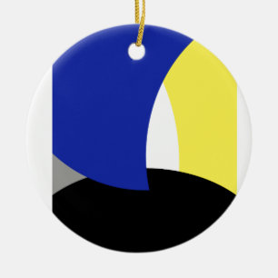 Abstract Art Blue Yellow Ceramic Ornament