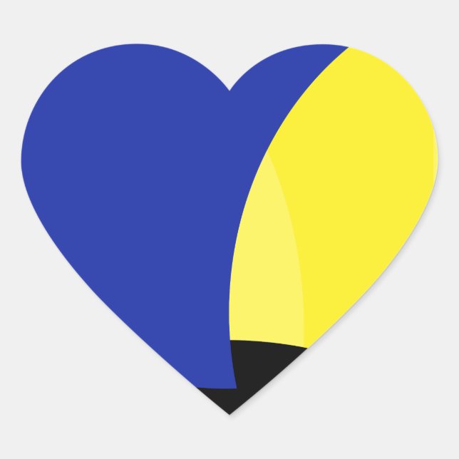 Abstract Art Blue Yellow Heart Sticker (Front)