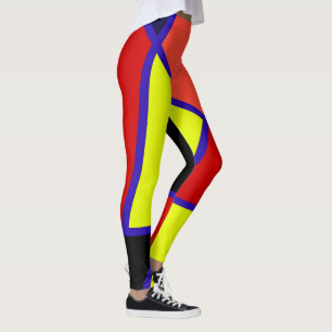Abstract Art Blue Yellow Red Minimalism Leggings