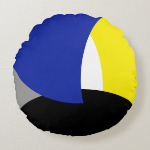 Abstract Art Blue Yellow Round Pillow
