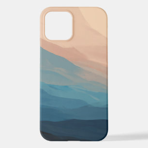 Abstract Art Blush Pink and Blue Watercolor iPhone 12 Case