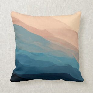 Abstract Art Blush Pink and Blue Watercolor iPhone Throw Pillow