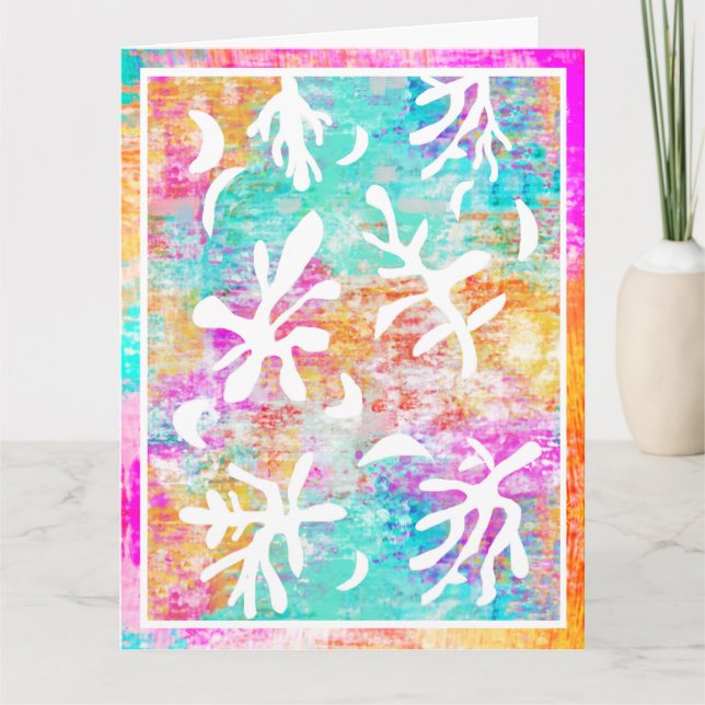 Abstract Art Boho Matisse Botanical Shapes  Card (Front)