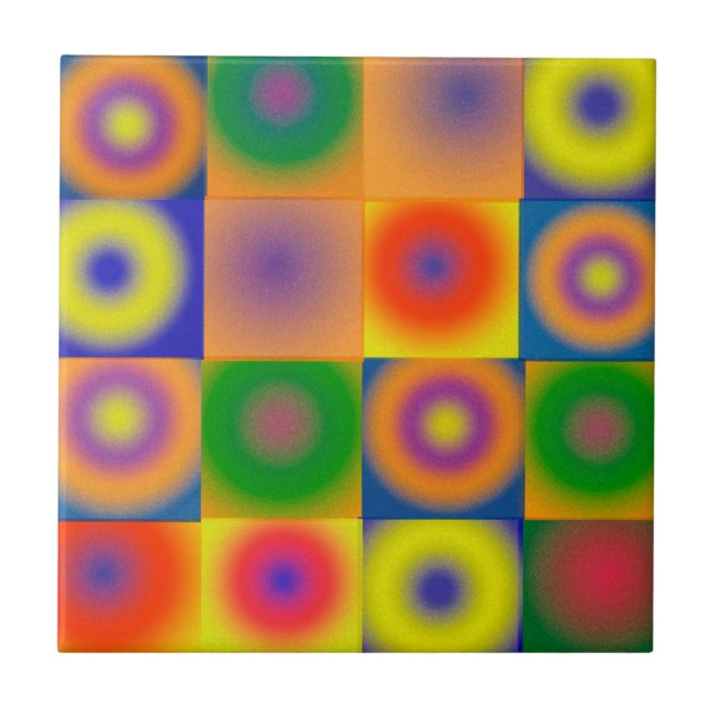 Abstract Art Bold Bright Yellow Red Blue Tile (Front)