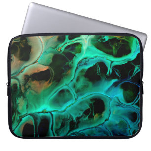 Abstract art bright neon painting in violet and pi laptop sleeve