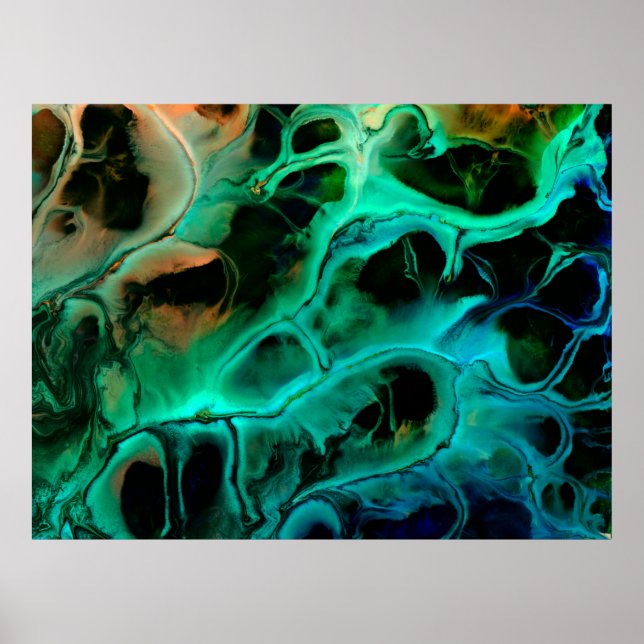 Abstract art bright neon painting in violet and pi poster (Front)