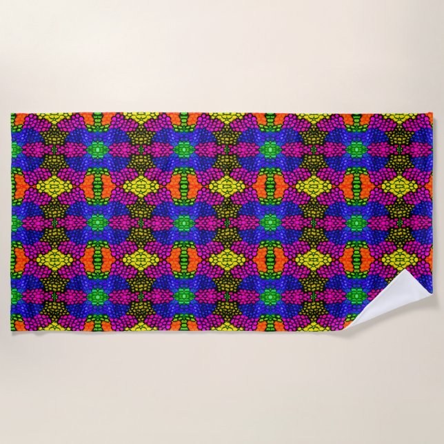 Abstract Art Bright Pattern Beach Towel (Front)