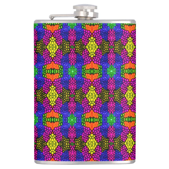 Abstract Art Bright Pattern Hip Flask (Front)