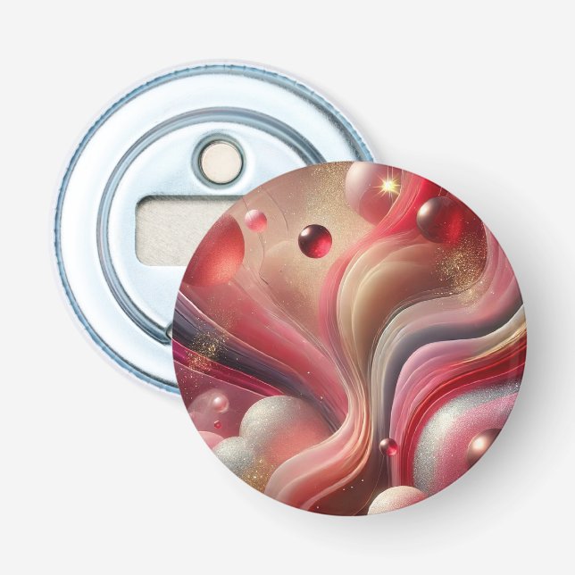 Abstract Art Button Bottle Opener (Front)
