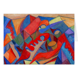 Abstract Art Card Original done in Coloured