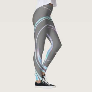 Abstract Art Charcoal Grey Blue White Minimalism Leggings