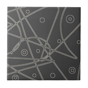 Abstract Art Charcoal Lines Circles Minimalism Tile