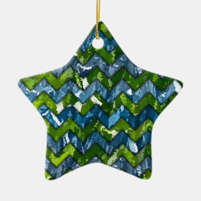 Abstract Art Chevron Design Ceramic Ornament (Front)