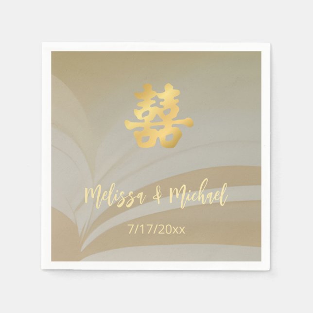 Abstract Art Chinese Wedding Custom  Napkin (Front)