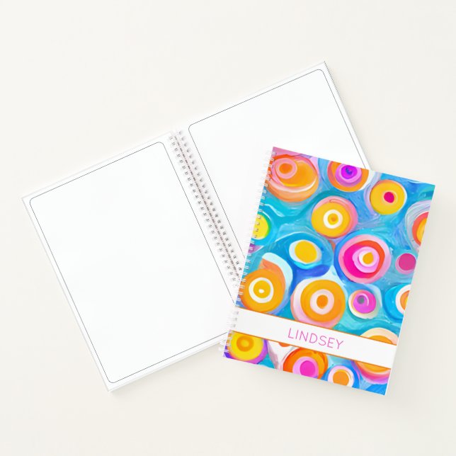 Abstract Art Circles Bright Colours NAME Fun Sketc Notebook (Inside)