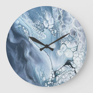Abstract art clock in blues and greys