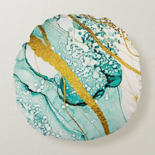 Abstract Art Clouds: Translucent Ink Round Pillow