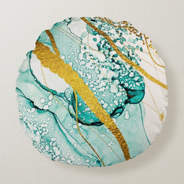 Abstract Art Clouds: Translucent Ink Round Pillow (Front)