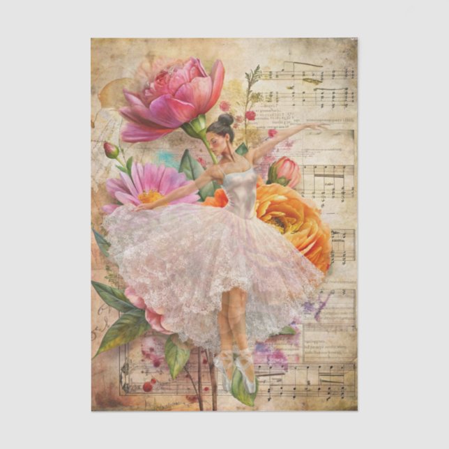 Abstract Art Collage Ballet Dancer Decoupage Tissue Paper (Front)