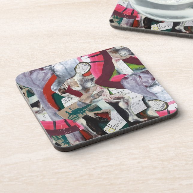Abstract Art Collage Hand-painted Coaster (Left Side)
