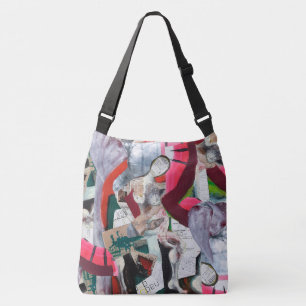 Abstract Art Collage Hand-painted Crossbody Bag