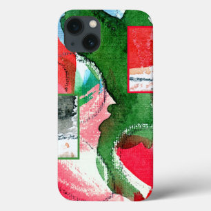 abstract art collage, mixed media and watercolor 2 iPhone 13 case