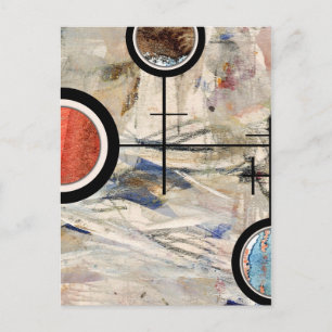 abstract art collage, mixed media and watercolor 3 postcard