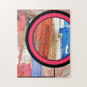 abstract art collage, mixed media and watercolor 4 jigsaw puzzle