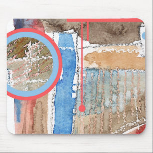 abstract art collage, mixed media and watercolor 5 mouse pad