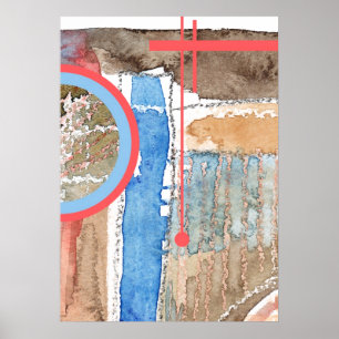 abstract art collage, mixed media and watercolor 5 poster