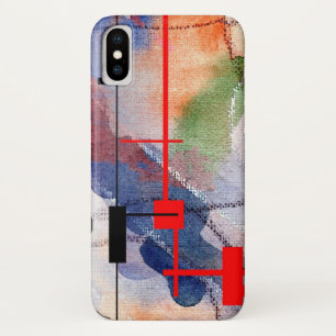 abstract art collage, mixed media and watercolor iPhone x case