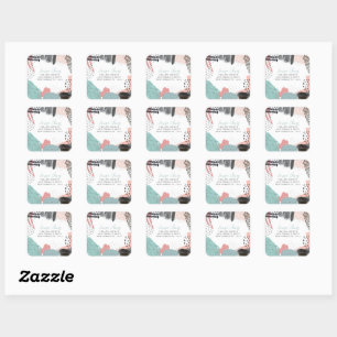 Abstract Art Collage Return Address Customized Square Sticker
