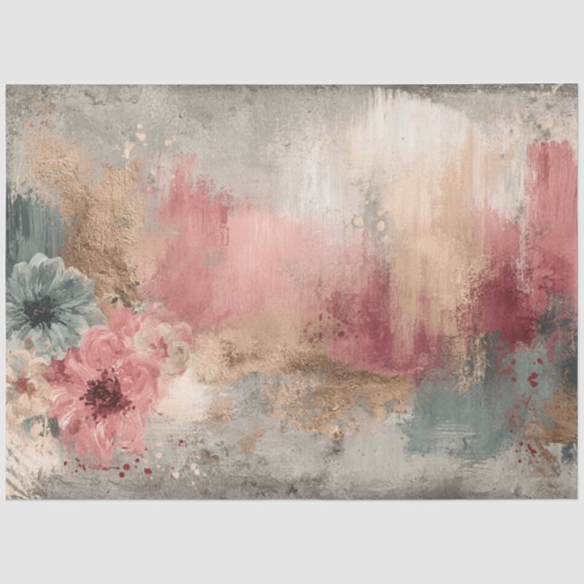 Abstract Art College Distressed Florals Decoupage Tissue Paper (Front)