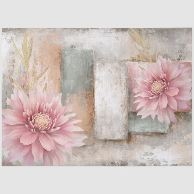 Abstract Art College Distressed Florals Decoupage Tissue Paper (Front)