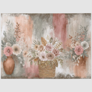 Abstract Art College Distressed Florals Decoupage Tissue Paper