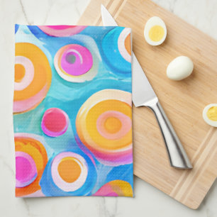 Abstract Art Colourful Circles NAME Fun Artist Kitchen Towel