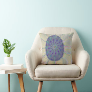 Abstract Art Colourful Decorative Egg on Soft Ambe Throw Pillow