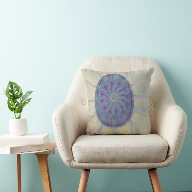 Abstract Art Colourful Decorative Egg on Soft Ambe Throw Pillow (Chair)