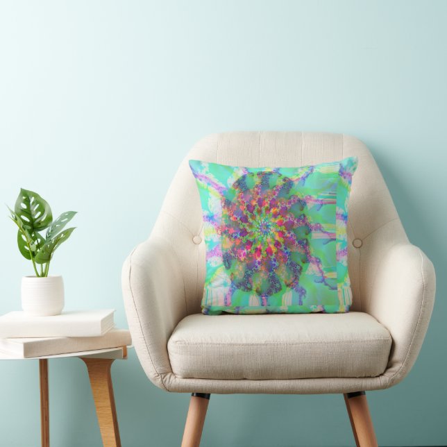 Abstract Art Colourful Egg Elegant light Turquoise Throw Pillow (Chair)