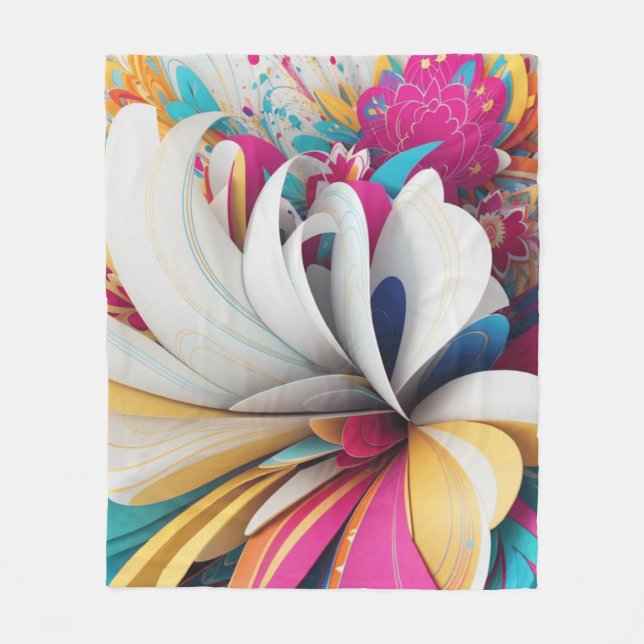 abstract art colourful fleece blanket (Front)