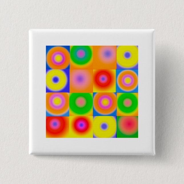 Abstract Art Colourful Happy 2 Inch Square Button (Front)
