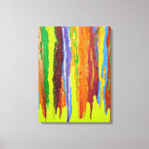 Abstract Art colourful paint stripes dripping Canvas Print