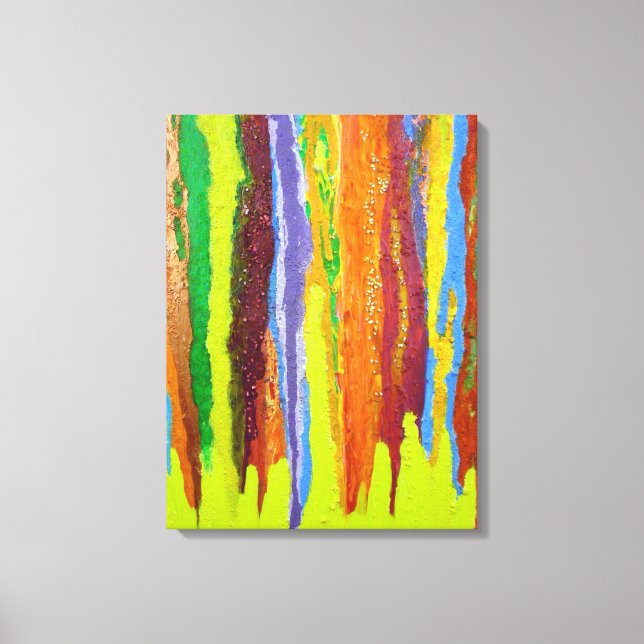 Abstract Art colourful paint stripes dripping Canvas Print (Front)
